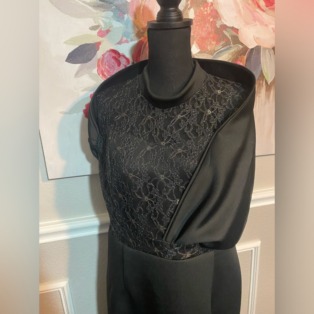 Lace Cut Out Split Back Bodycon Dress || Size 2XL || Black - Picture 13 of 15